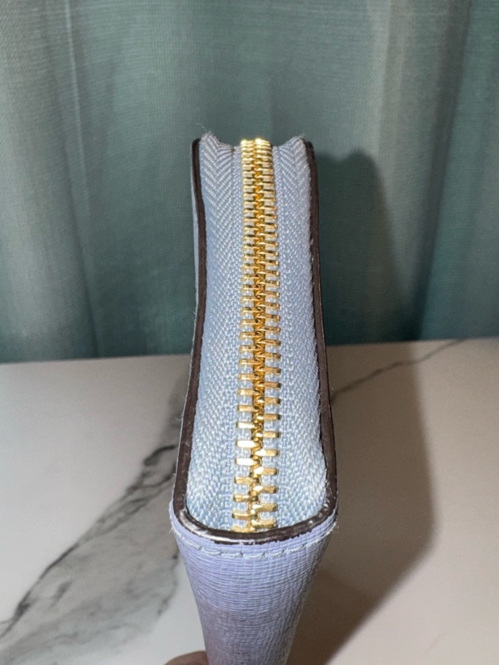 Furla Periwinkle Saffiano Three-Quarter Zip Wallet - Picture 3 of 11